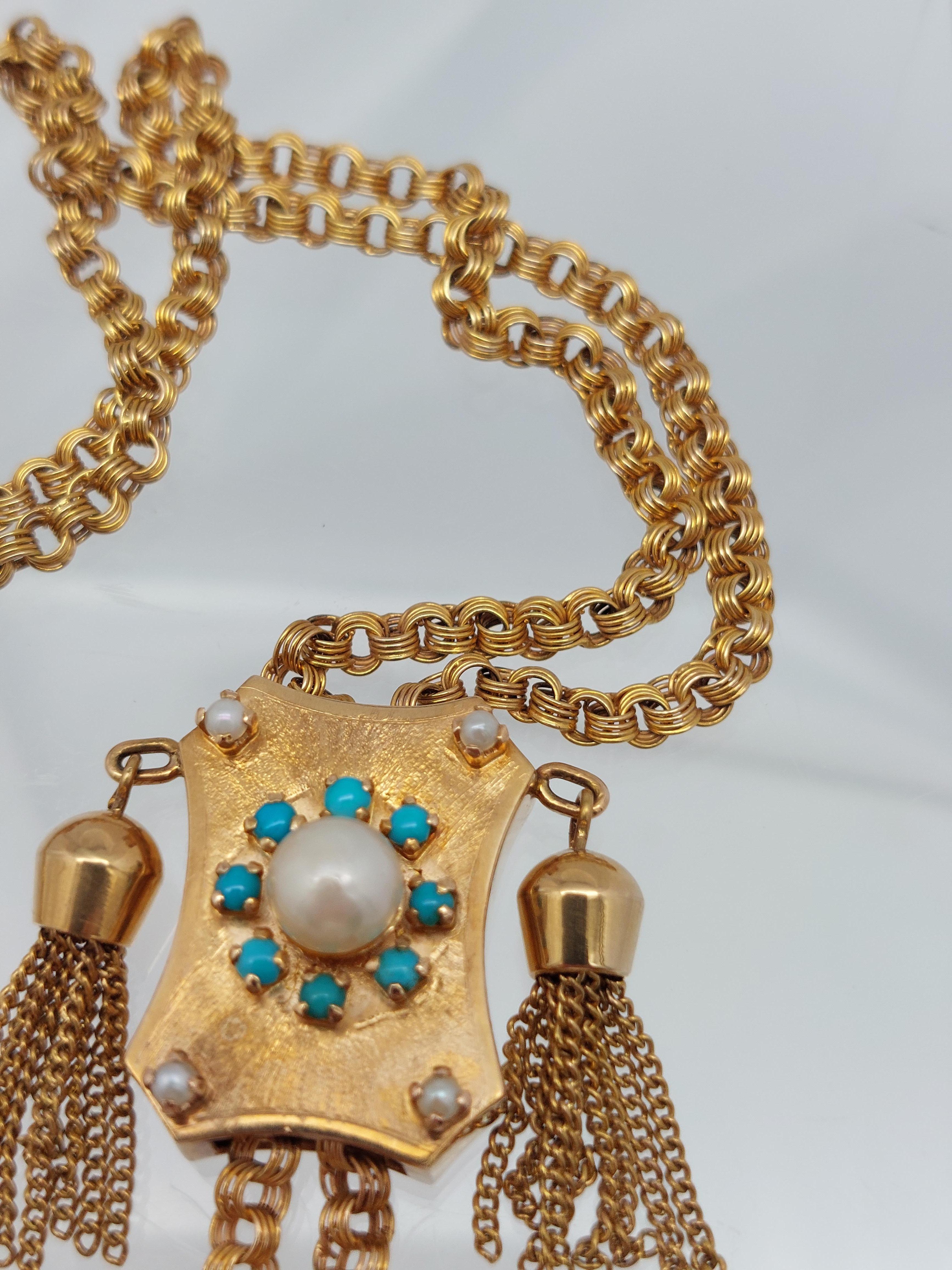 Collar Victoriano de 14KT con Cadena de Borlas de 32