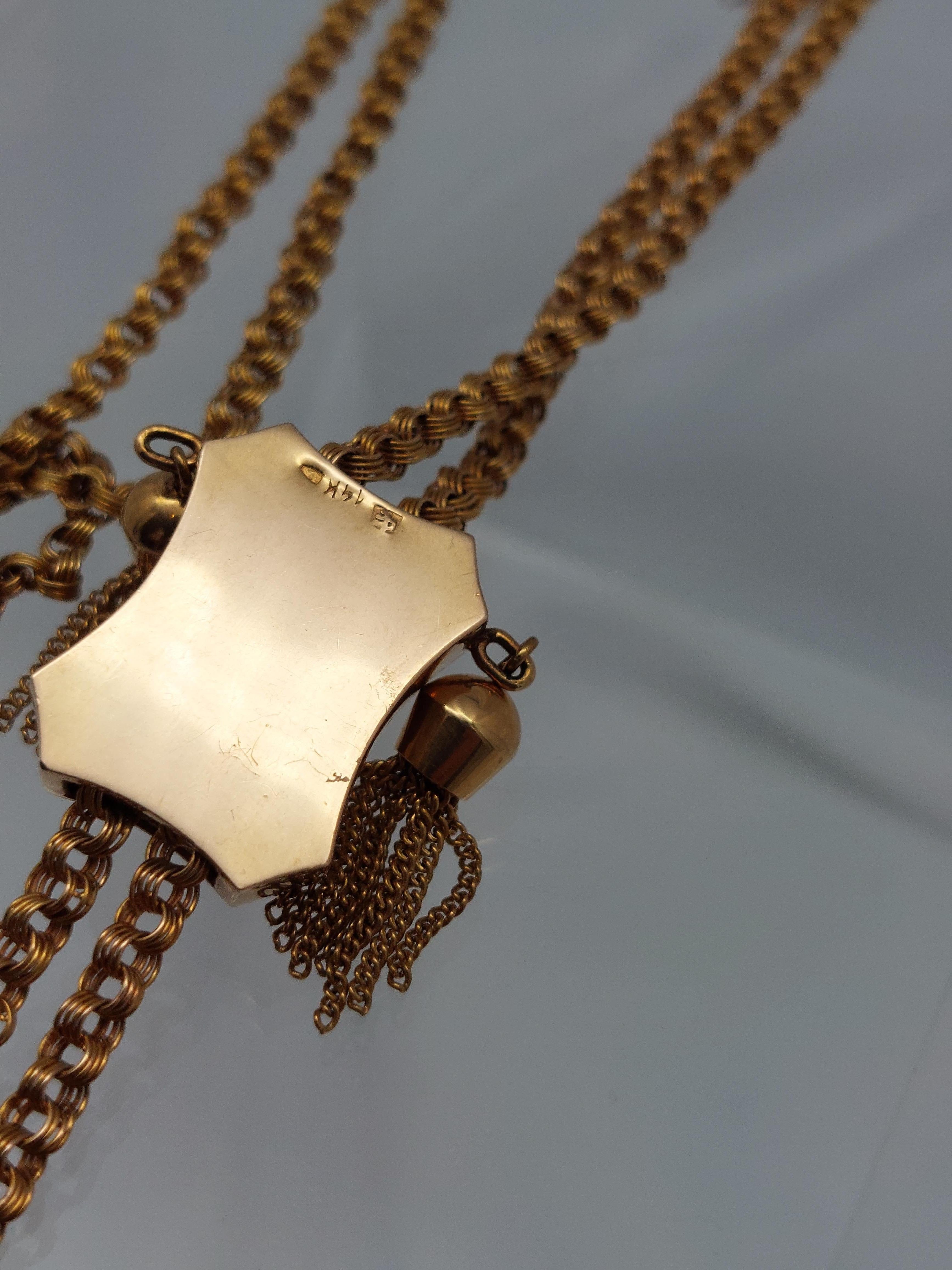 Collar Victoriano de 14KT con Cadena de Borlas de 32