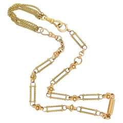 Retro Victorian 14kt Watch Chain Necklace with 18kt Extension