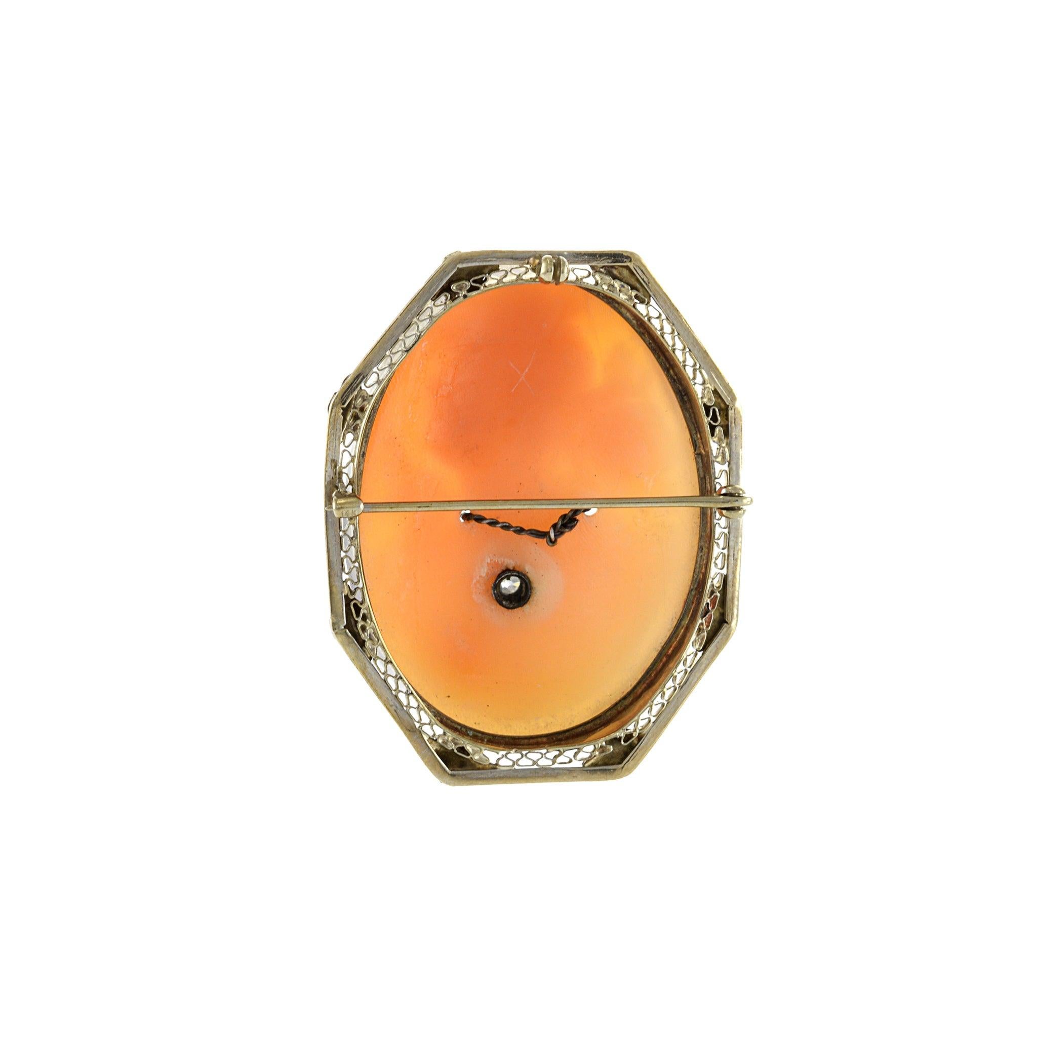 Women's Victorian 14KT Yellow Gold Diamond Portrait Cameo Pin For Sale