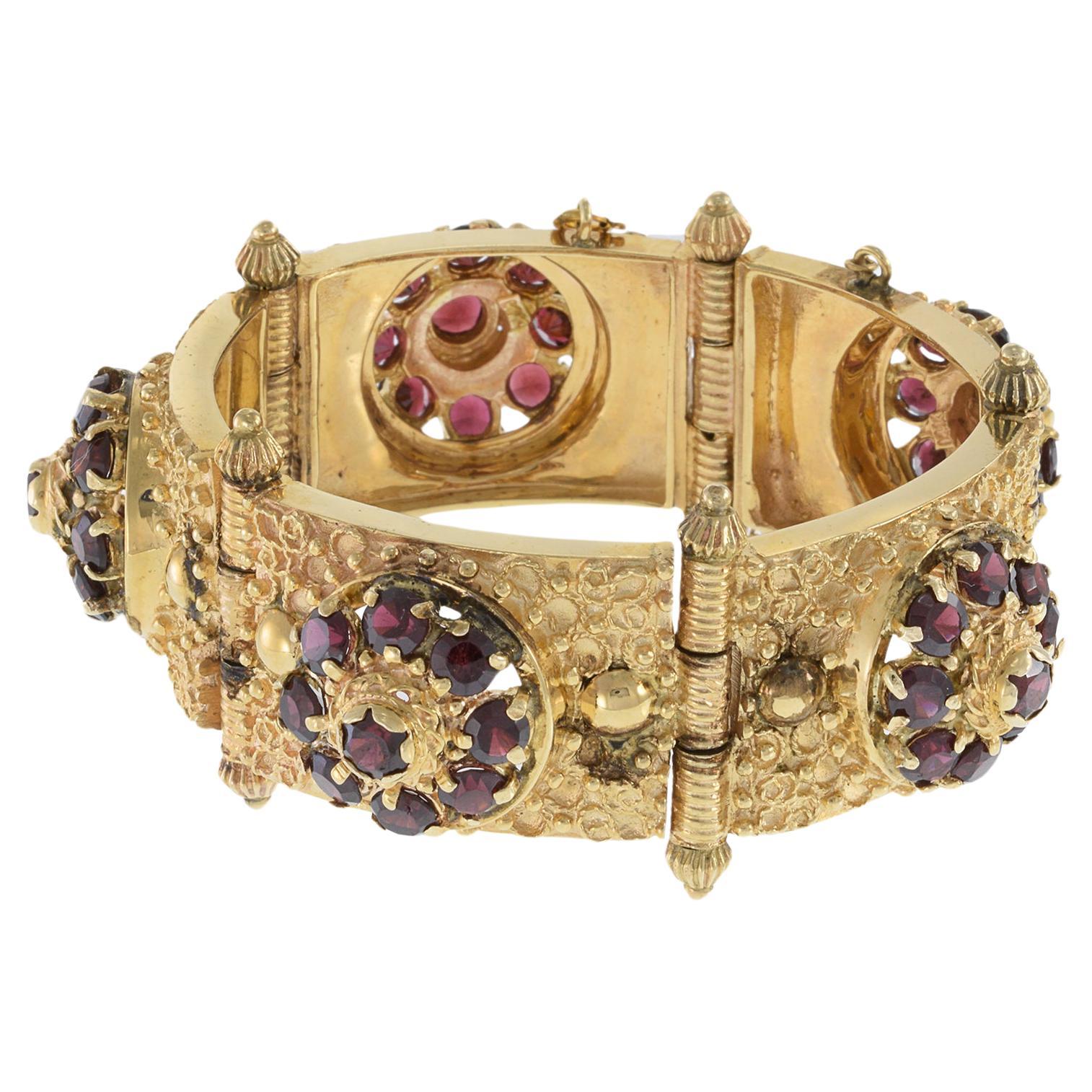 Victorian 14KT Yellow Gold Garnet Bracelet