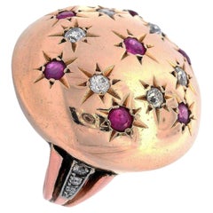 Viktorianischer Ring aus 14 Karat Gelbgold mit Diamanten