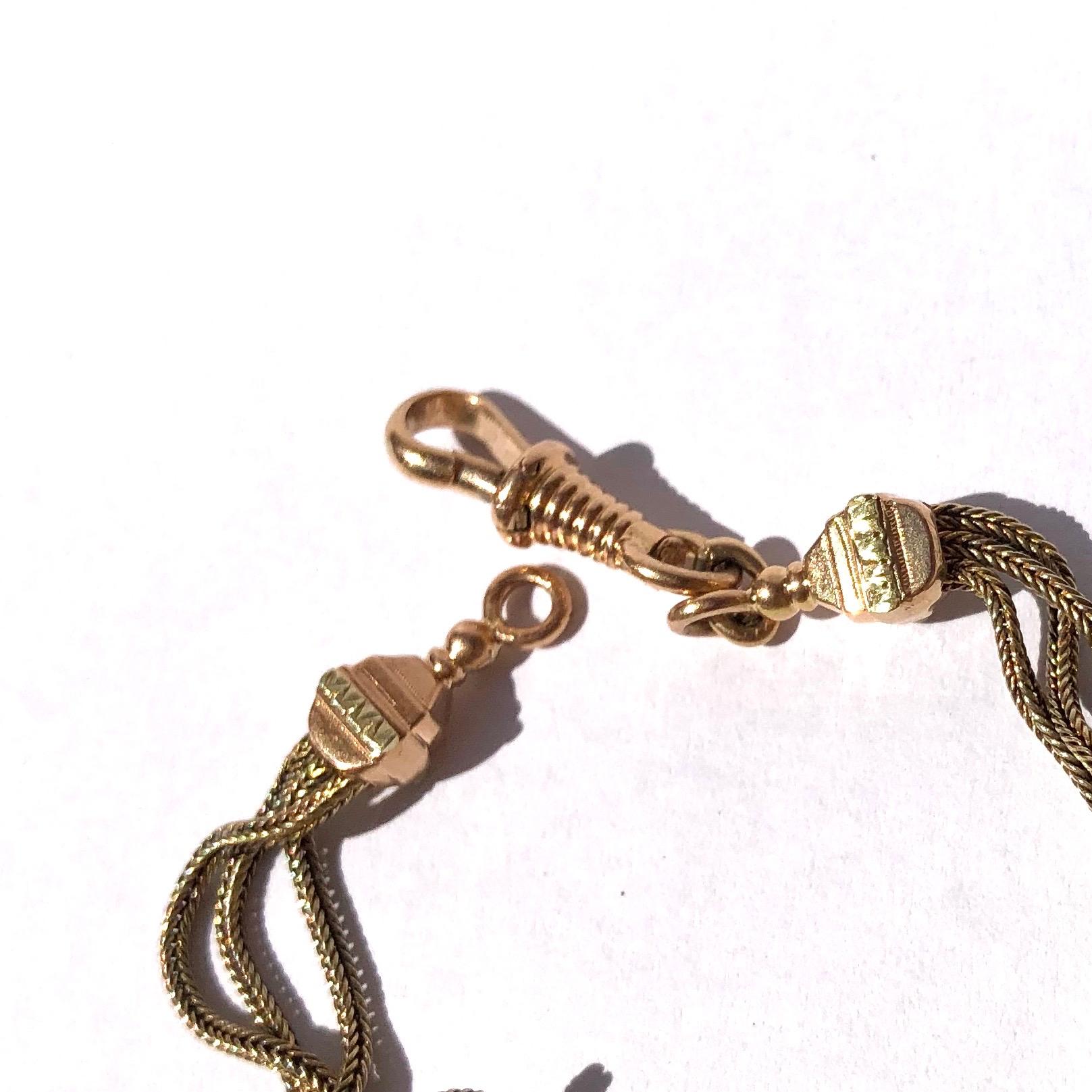 Victorian 15 Carat Gold Albertina Bracelet In Good Condition In Chipping Campden, GB