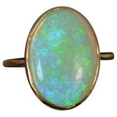 Victorian 15 Carat Gold and Large Colorful Opal Solitaire Stack Ring