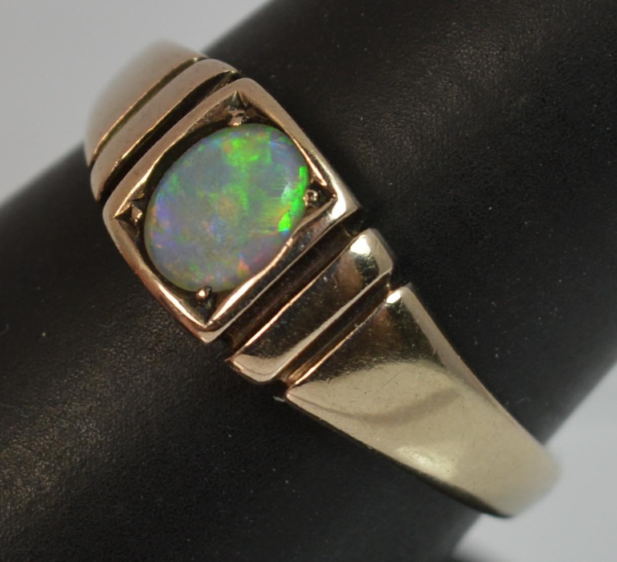 Victorian 15 Carat Gold and Opal Solitaire Gypsy Solitaire Stack Ring 7