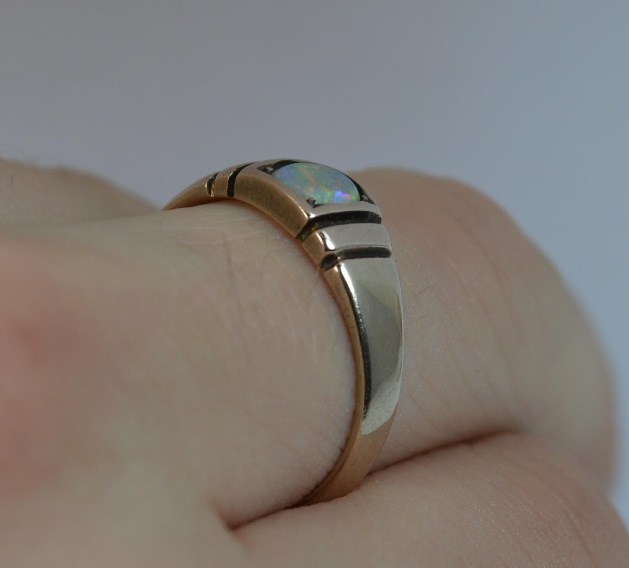 Victorian 15 Carat Gold and Opal Solitaire Gypsy Solitaire Stack Ring In Excellent Condition In St Helens, GB
