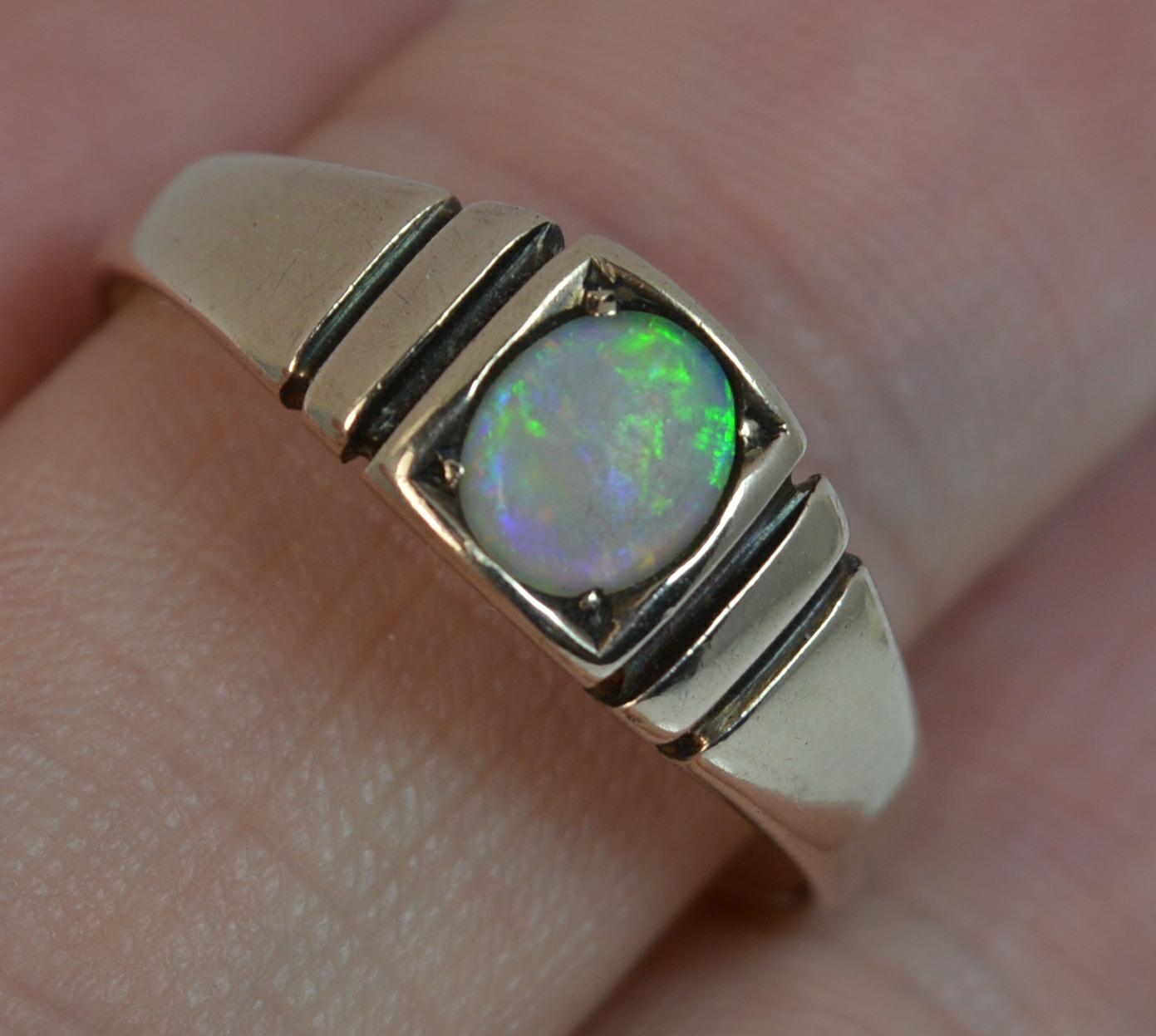 Victorian 15 Carat Gold and Opal Solitaire Gypsy Solitaire Stack Ring 1