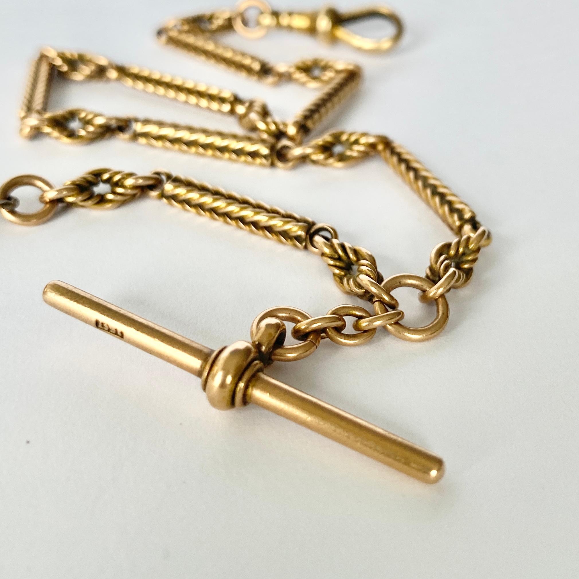 Victorian 15 Carat Gold Fancy Albert Chain In Good Condition In Chipping Campden, GB