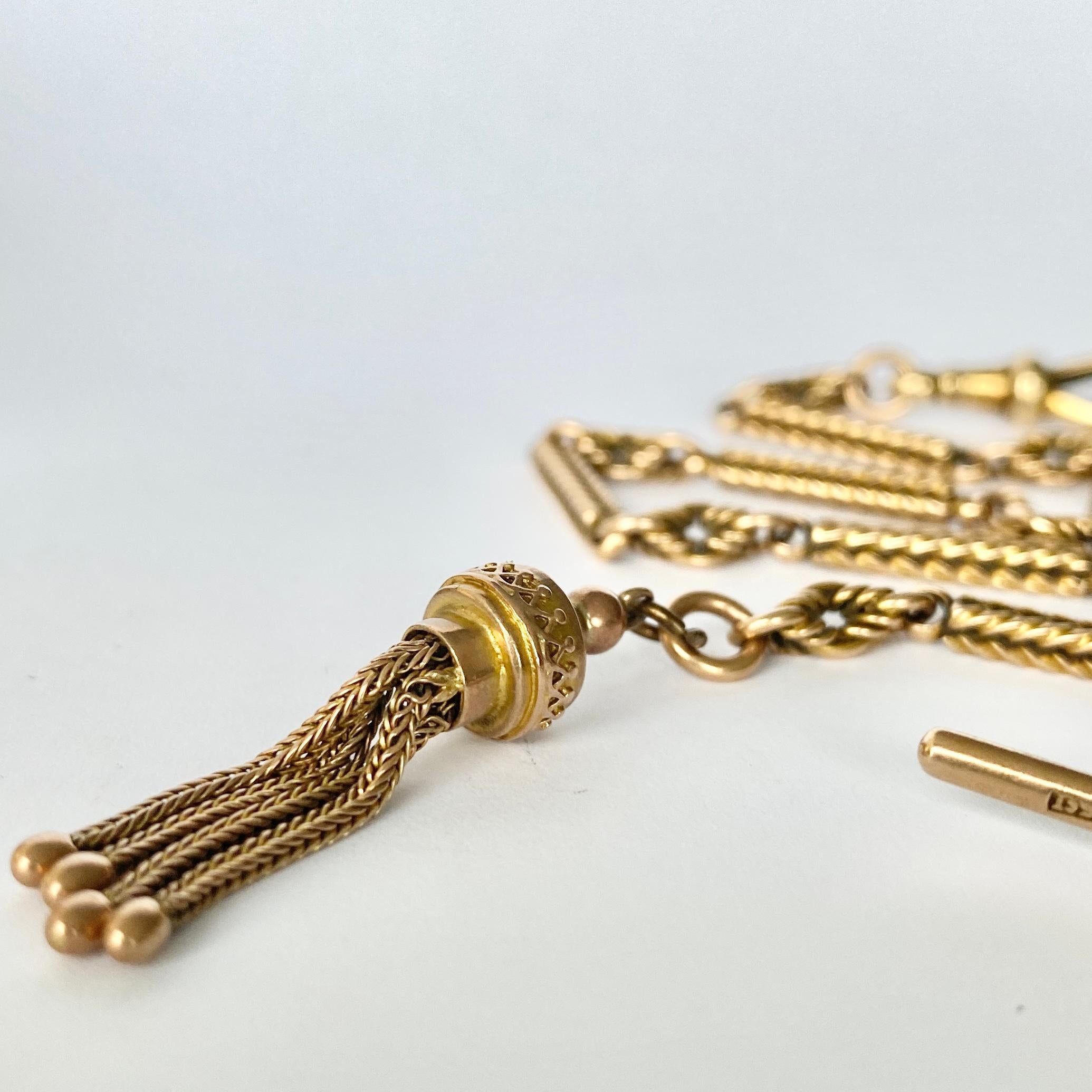 Women's or Men's Victorian 15 Carat Gold Fancy Albert Chain