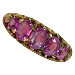 Antique Victorian 15 Carat Gold No Heat Burmese Pink Sapphire Five-Stone Ring