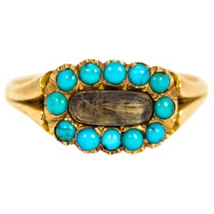 Victorian 15 Carat Gold Turquoise Mourning Ring