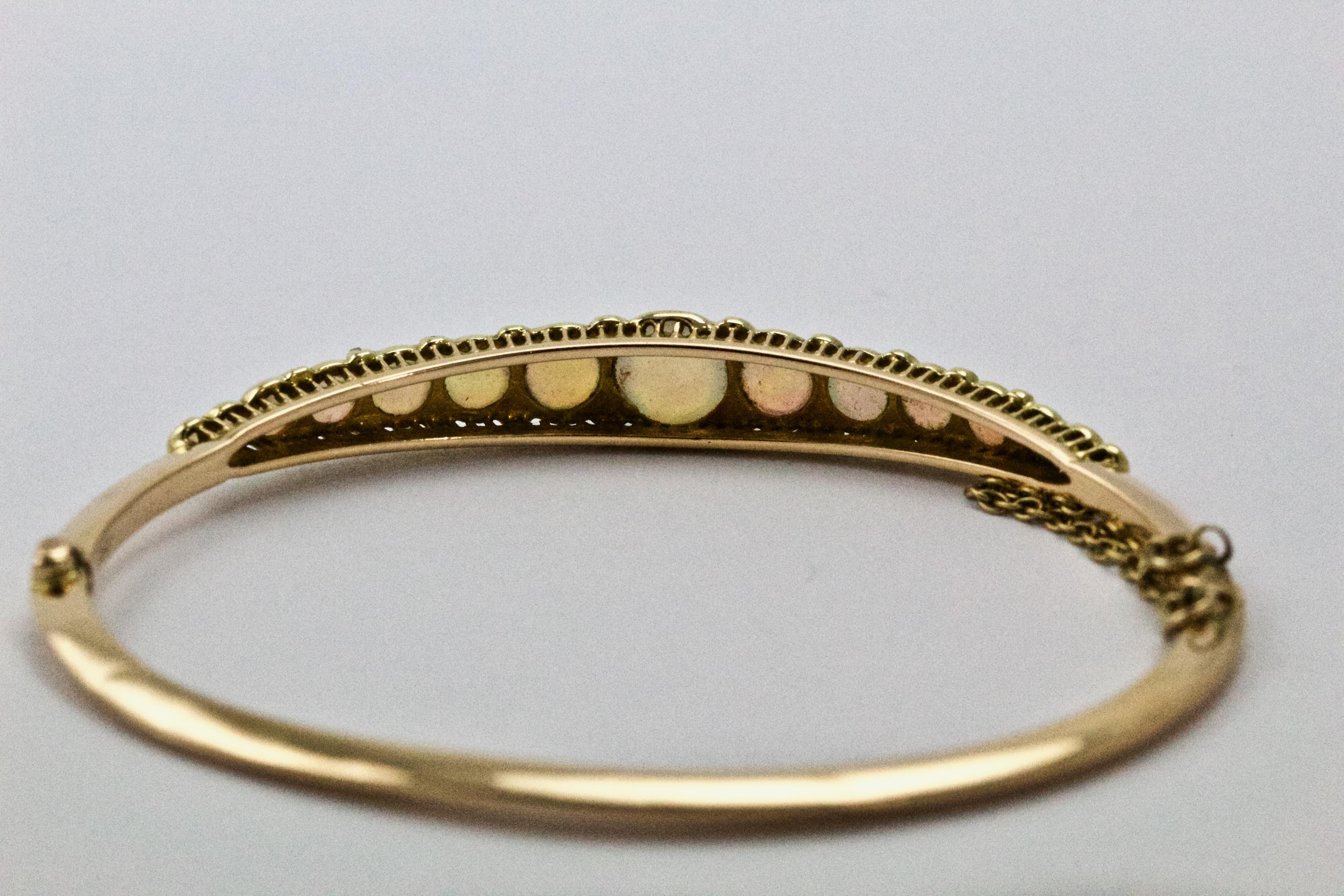 Women's or Men's Victorian 15 Carat Opal and Diamond Bangle Bracelet