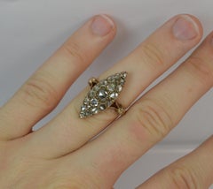 Victorian 15 Carat Rose Gold and Rose Cut Diamond Navette Cluster Ring