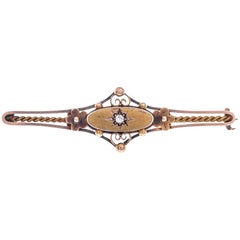 Victorian 15 Carat Yellow Gold Diamond Brooch