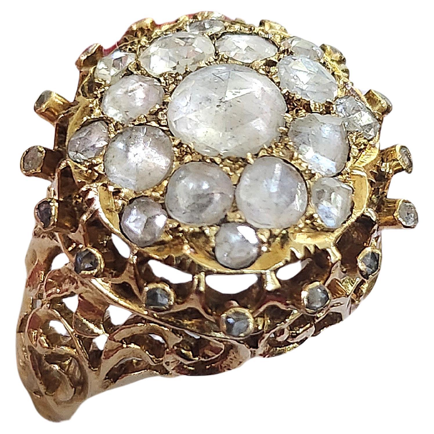 Viktorianischer Diamantring mit 1,5 Karat im Rosenschliff im Angebot 1