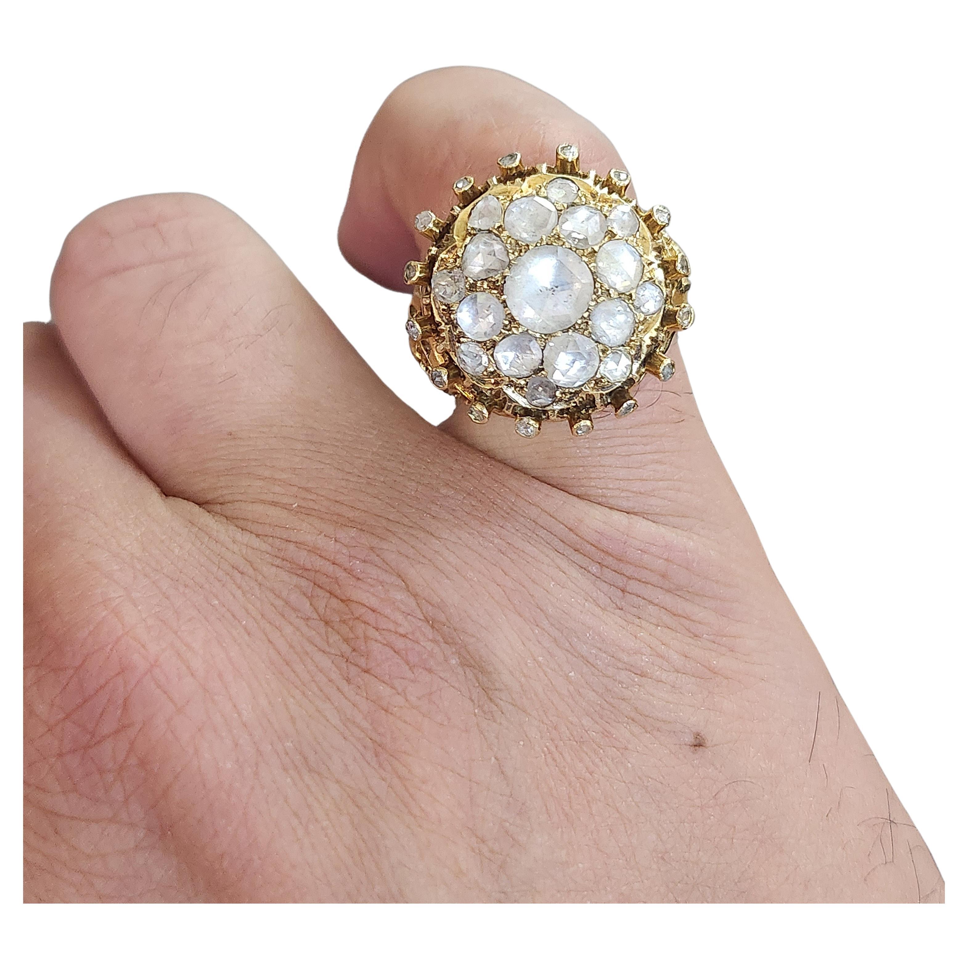Viktorianischer Diamantring mit 1,5 Karat im Rosenschliff im Angebot 2