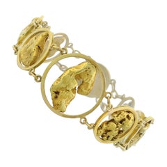 Victorian 15 Karat Genuine Gold Nugget Link Bracelet