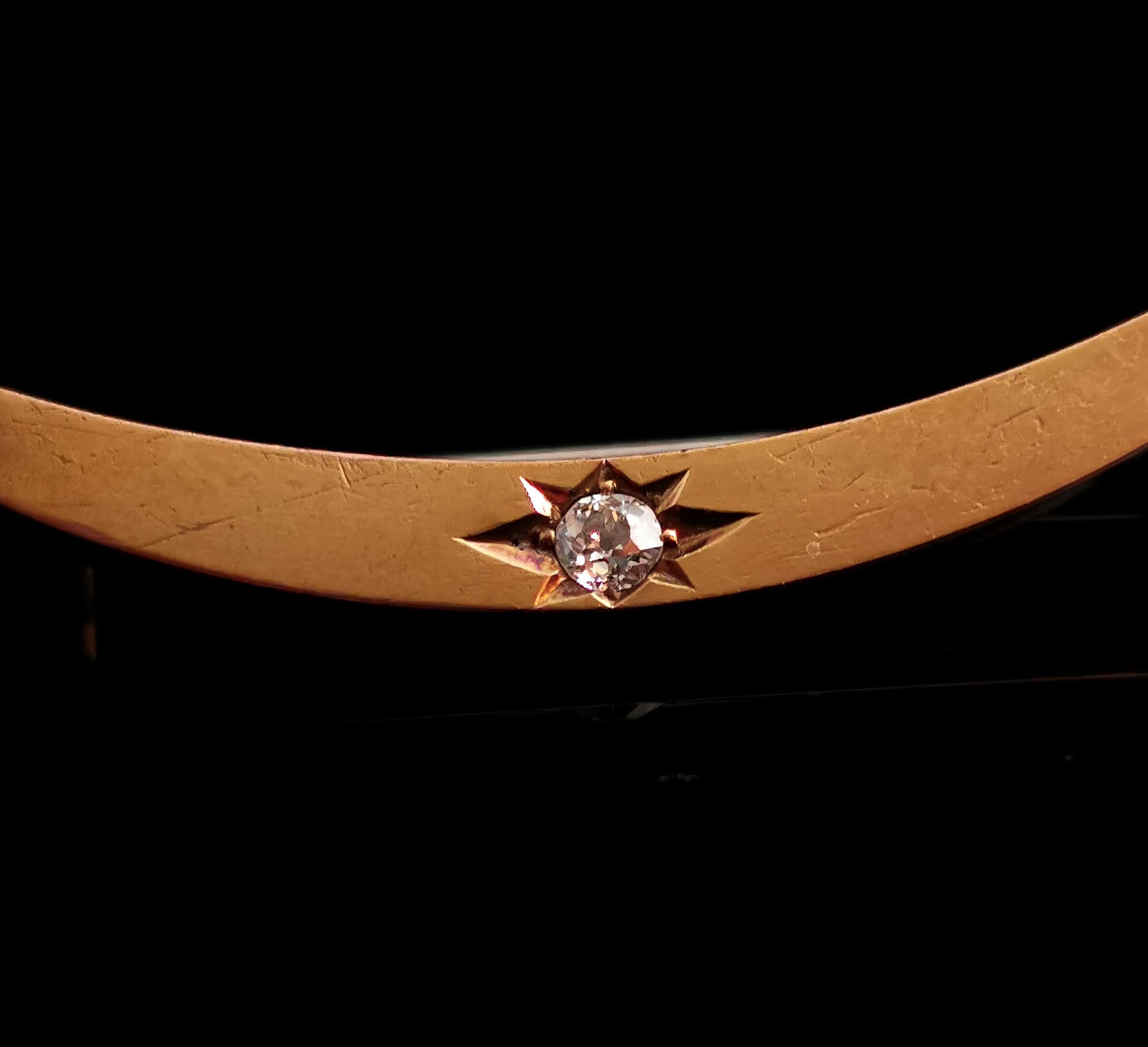 Women's or Men's Victorian 15 Karat Gold Diamond Crescent Brooch