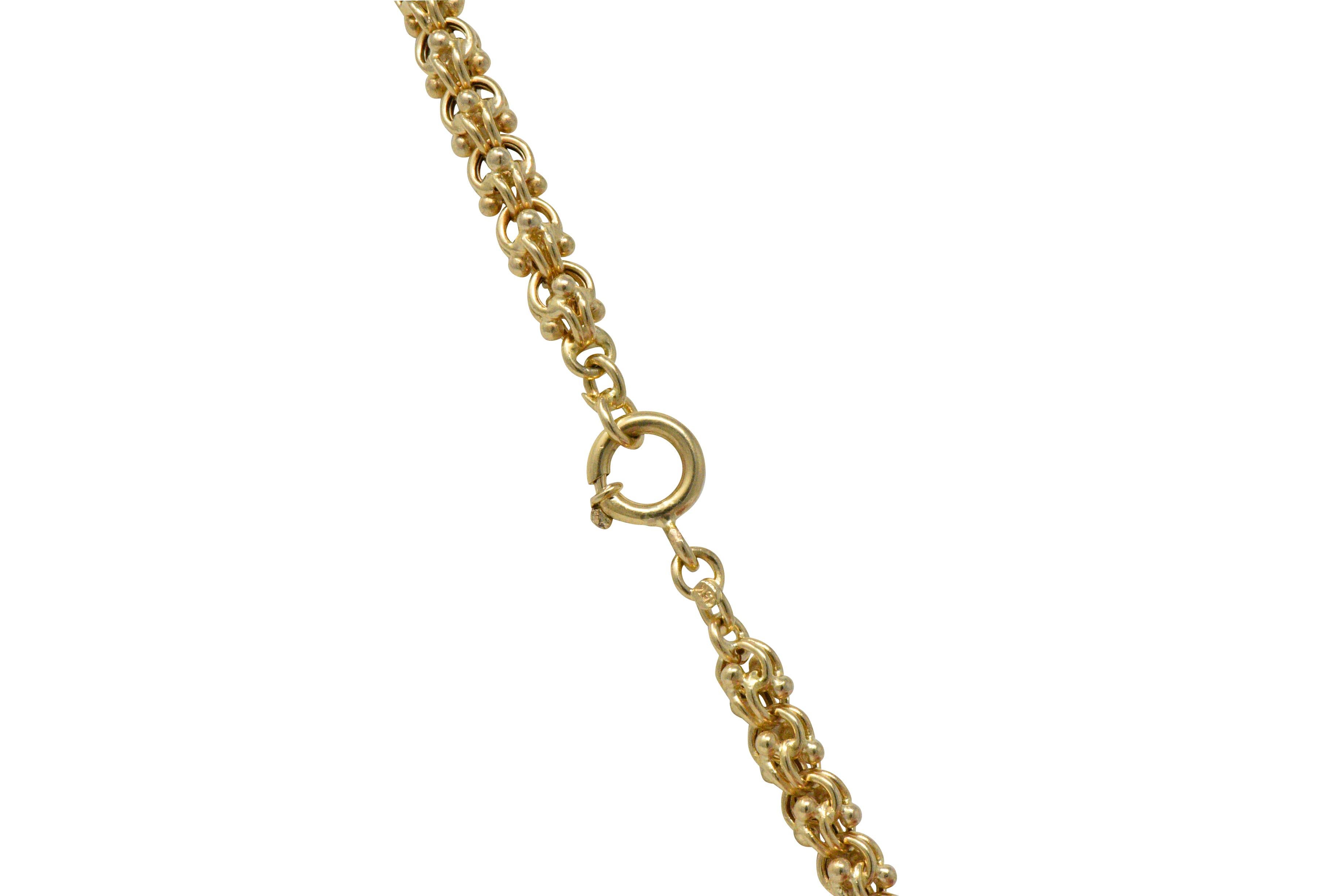 Victorian 15 Karat Gold Long Chain Necklace In Excellent Condition In Philadelphia, PA