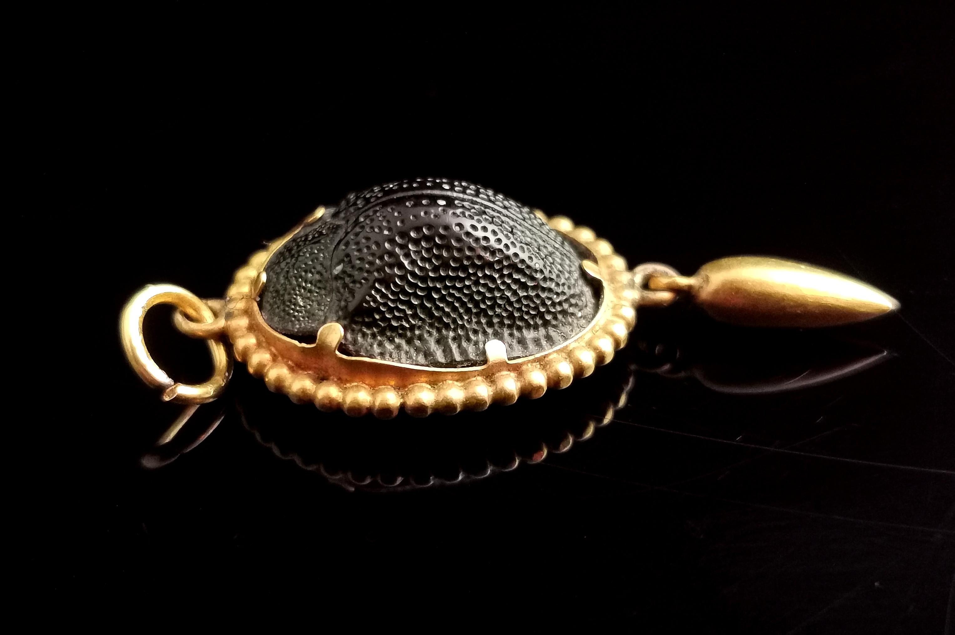 Victorian 15 Karat Gold Scarab Beetle Pendant 8