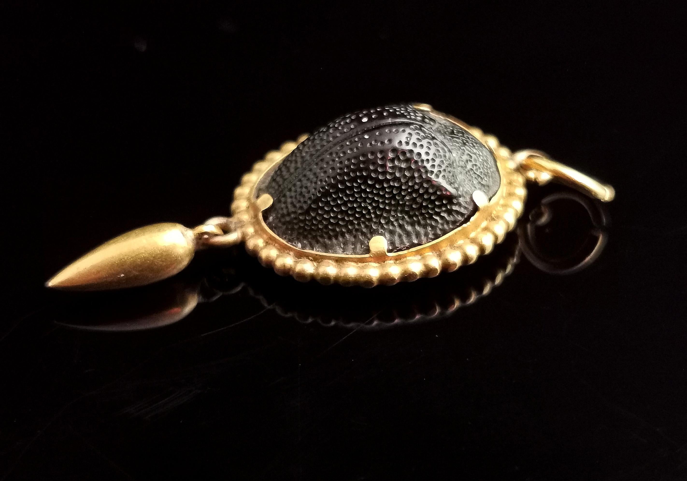 Victorian 15 Karat Gold Scarab Beetle Pendant 2