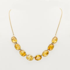 Victorian 15 Karat Yellow Gold and Natural Citrine Rivière