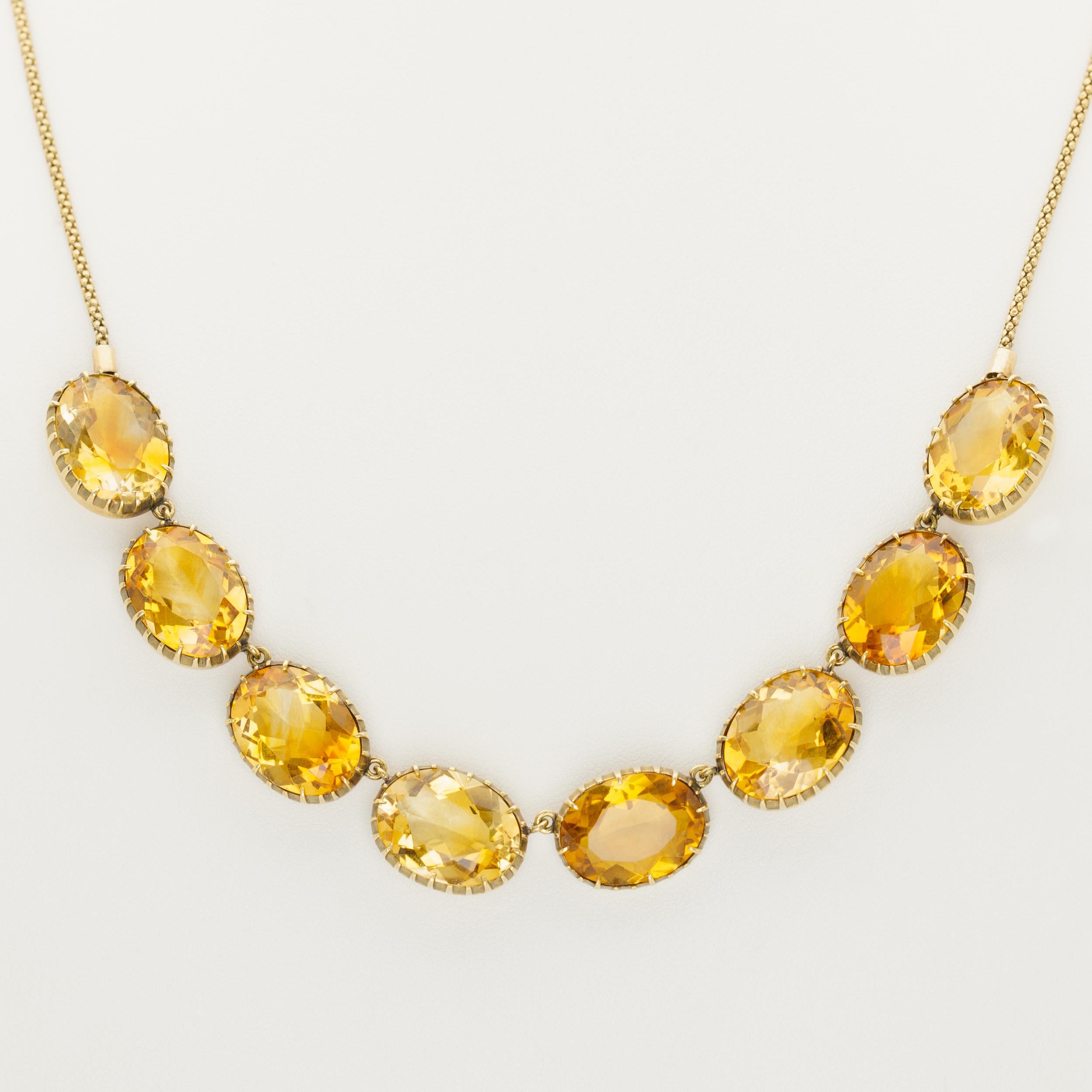 High Victorian Victorian 15 Karat Yellow Gold and Natural Citrine Rivière  For Sale