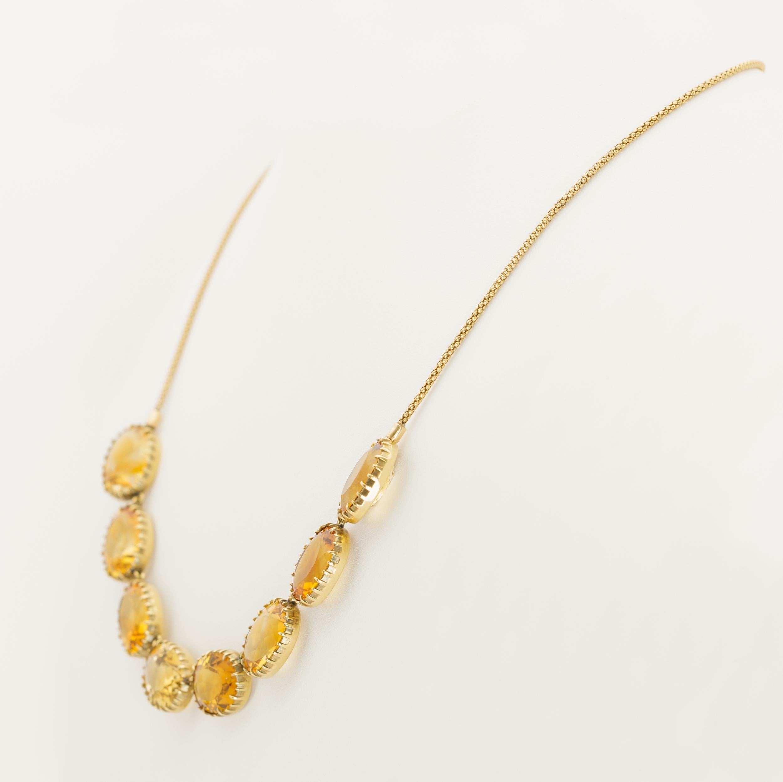 Victorian 15 Karat Yellow Gold and Natural Citrine Rivière  In Good Condition For Sale In New York, NY