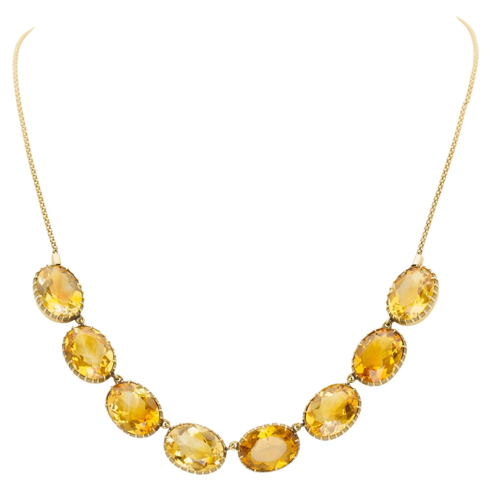 Victorian 15 Karat Yellow Gold and Natural Citrine Rivière  For Sale