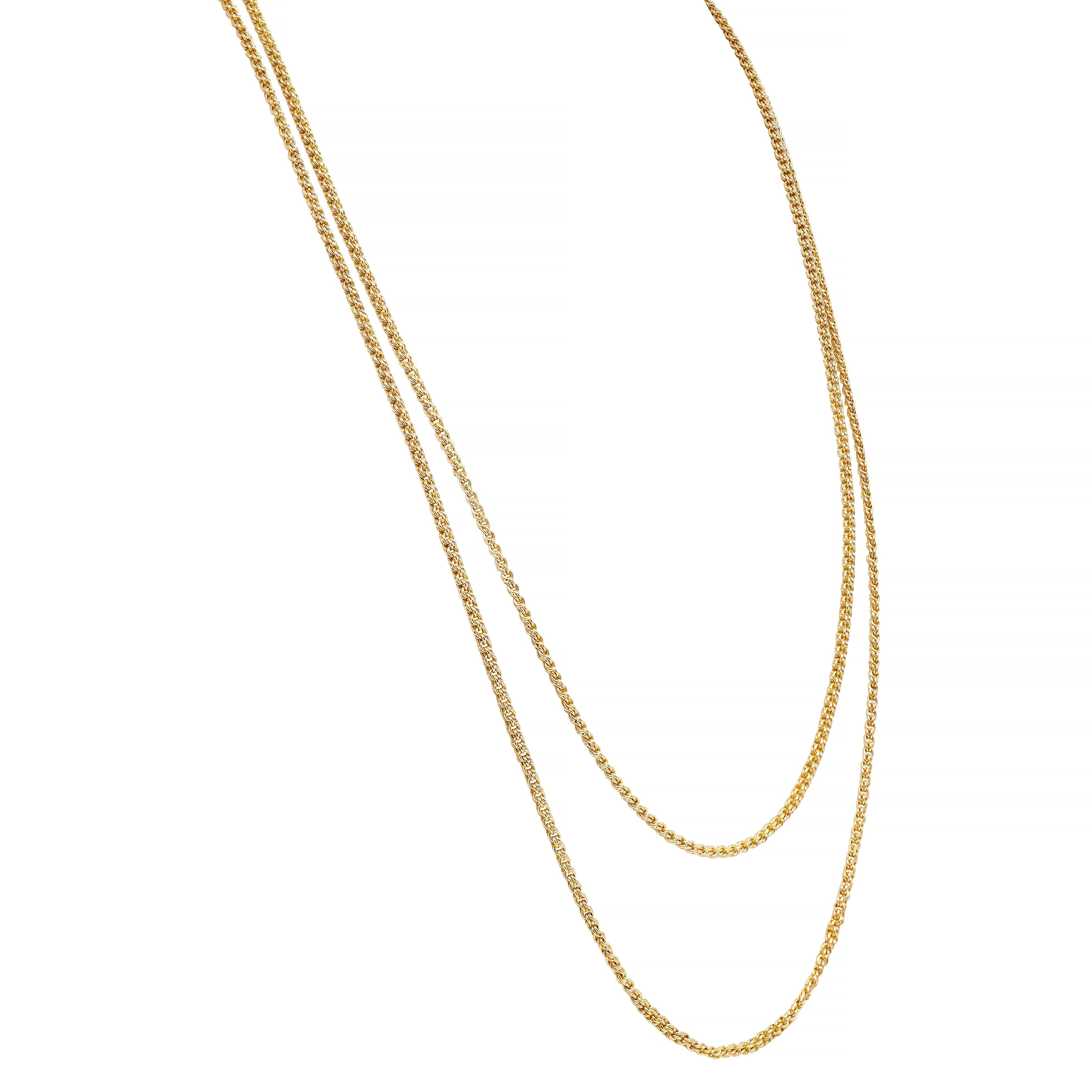 Women's or Men's Victorian 15 Karat Yellow Gold Double Curb Link 60