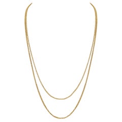 Victorian 15 Karat Yellow Gold Double Curb Link 60" Long Antique Chain Necklace