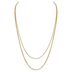 Viktorianische 15 Karat Gelbgold Double Curb Gliederhalskette 60" lange antike Kette Halskette