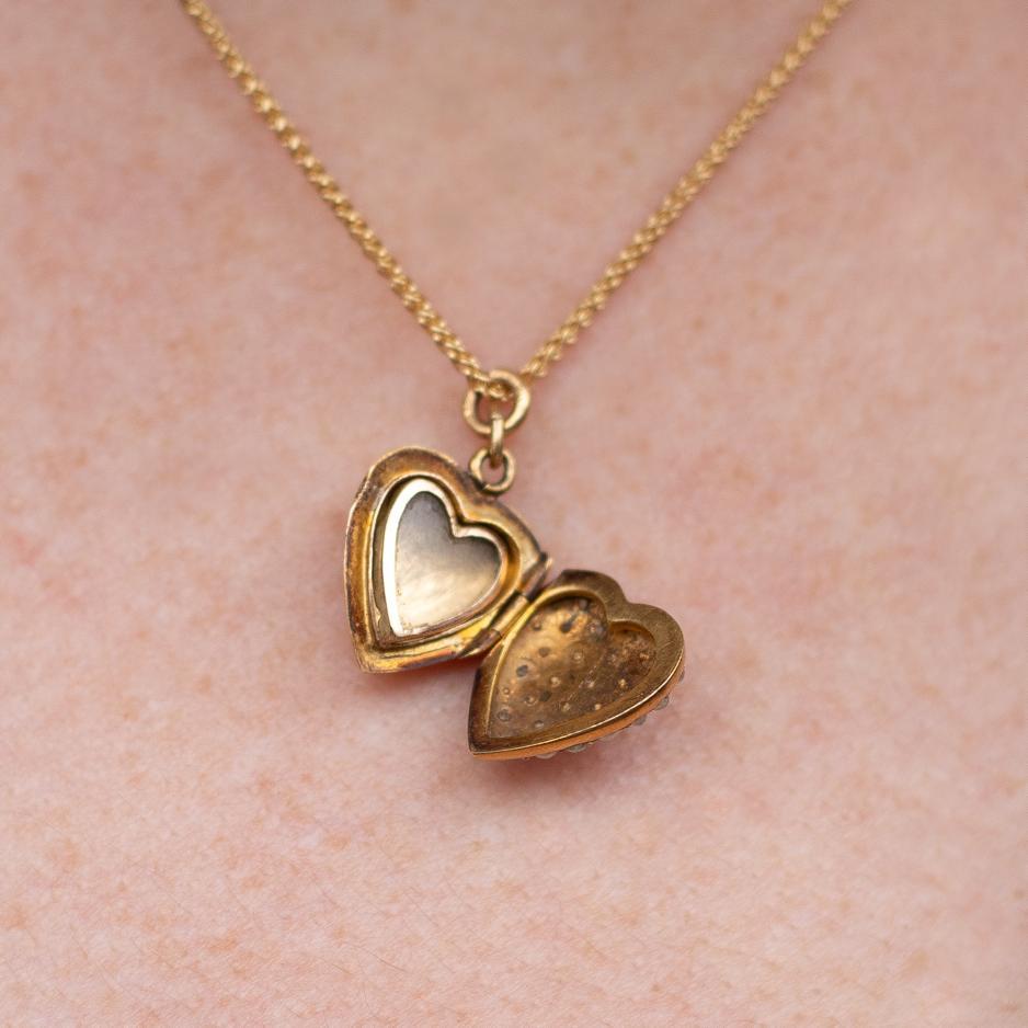 Women's Victorian 15 Karat Yellow Gold Seed Pearl Heart Locket Pendant For Sale