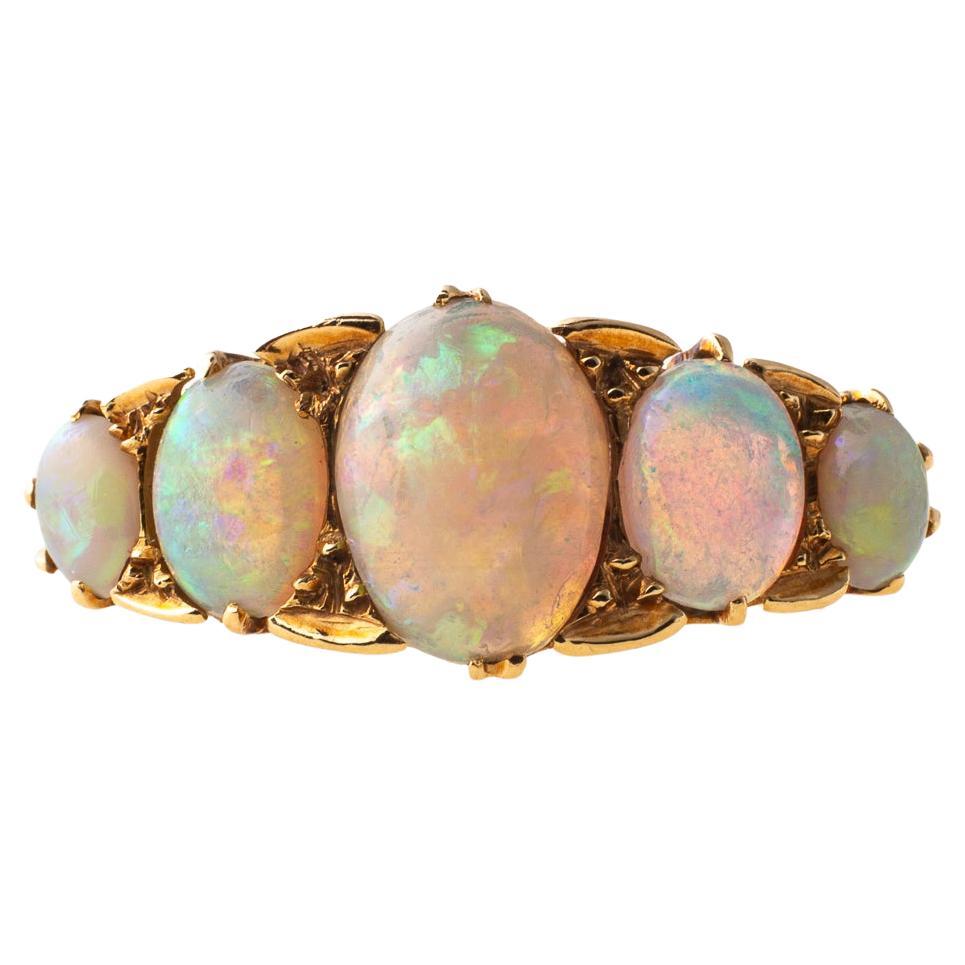 Victorian 15 kt Gold Five Stone Opal Ring For Sale