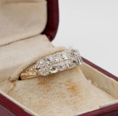 Victorian 1.50 Carat Old Mine Diamond Double Row 18 Karat Silver Rare Ring