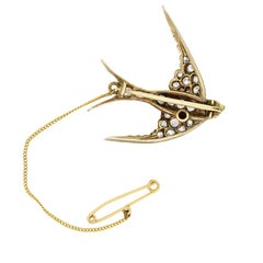 Victorian 1.50ct Diamond Swallow Brooch, c.1880s