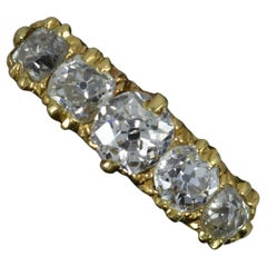 Victorian 1.50ct Old Mine Cut Diamond 18ct Gold Five Stone Stack Ring