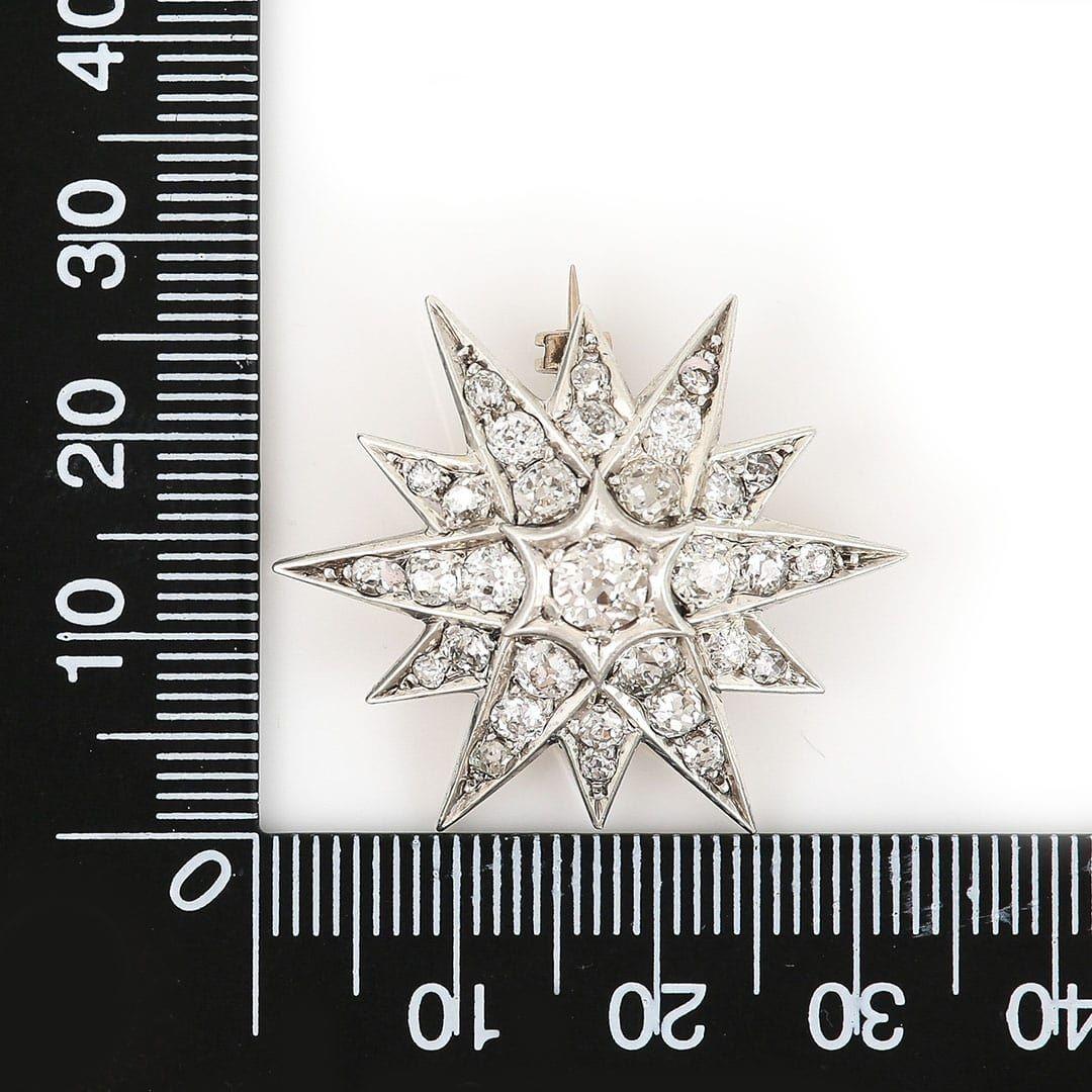 Victorian 1.50ct Old Mine Cut Diamond Star Brooch and Pendant, circa 1880 For Sale 6
