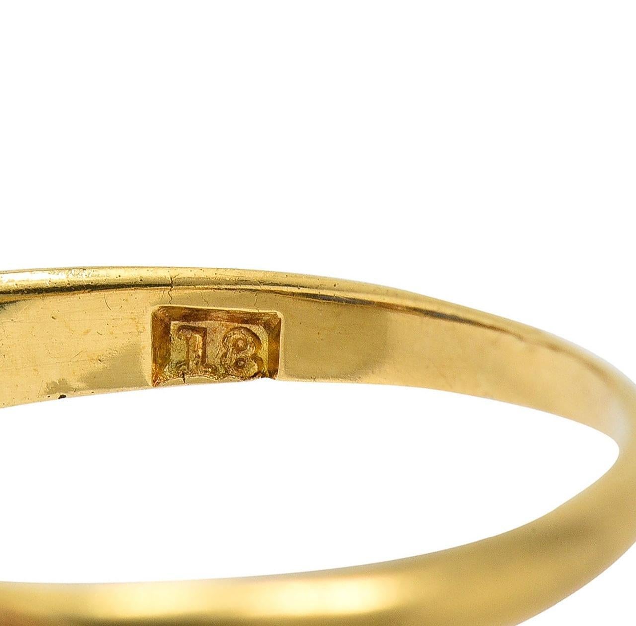 Victorian 1.52 CTW Sapphire Diamond 18K Yellow Gold Antique Scroll Band Ring For Sale 1