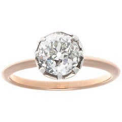 Victorian 1.53 Carat GIA Certified Diamond Rose Gold Solitaire Engagement Ring