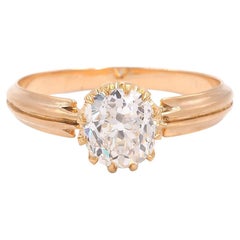 Victorian 1.54 Carat GIA Old Mine Cut Diamond Solitaire Engagement Ring