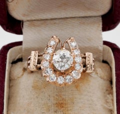 Victorian 1.55 Carat Diamond Horse Shoe Gold Ring
