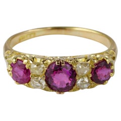 Victorian 1.55 Ct Natural Ruby .40 Ct Old Diamond 18 KT Ring
