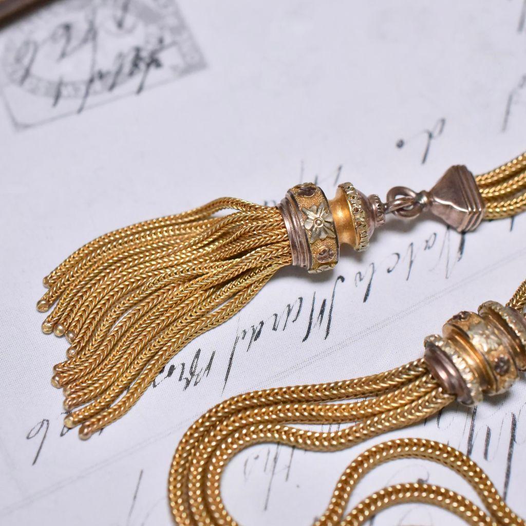 Women's or Men's Victorian 15ct And 9ct Tri-Colour Ladies Albertina Fob Chain Circa 1860-80