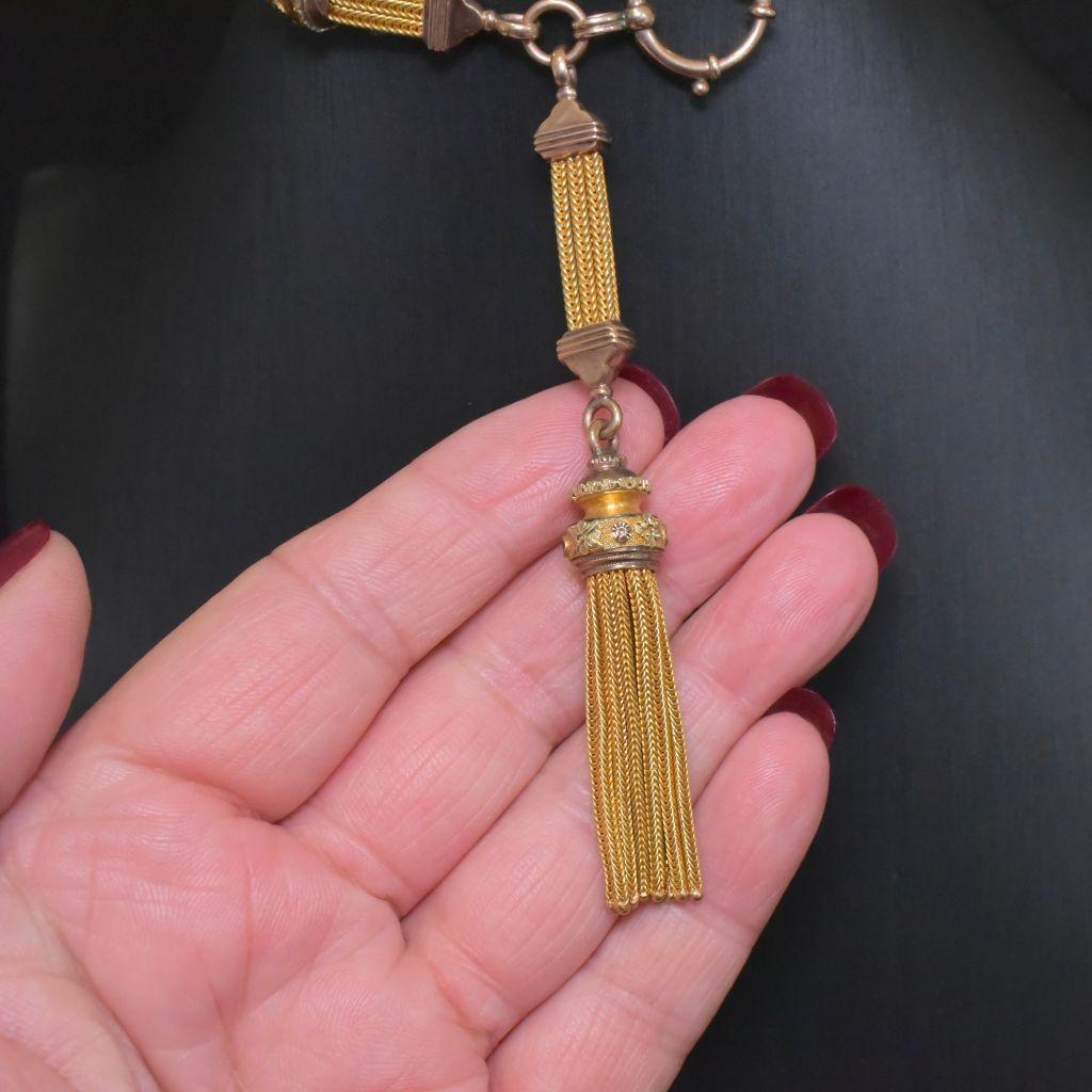 Victorian 15ct And 9ct Tri-Colour Ladies Albertina Fob Chain Circa 1860-80 1