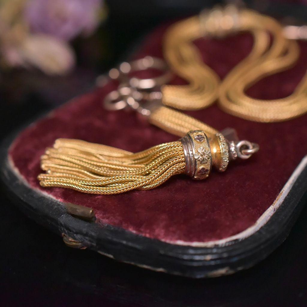 Victorian 15ct And 9ct Tri-Colour Ladies Albertina Fob Chain Circa 1860-80 2