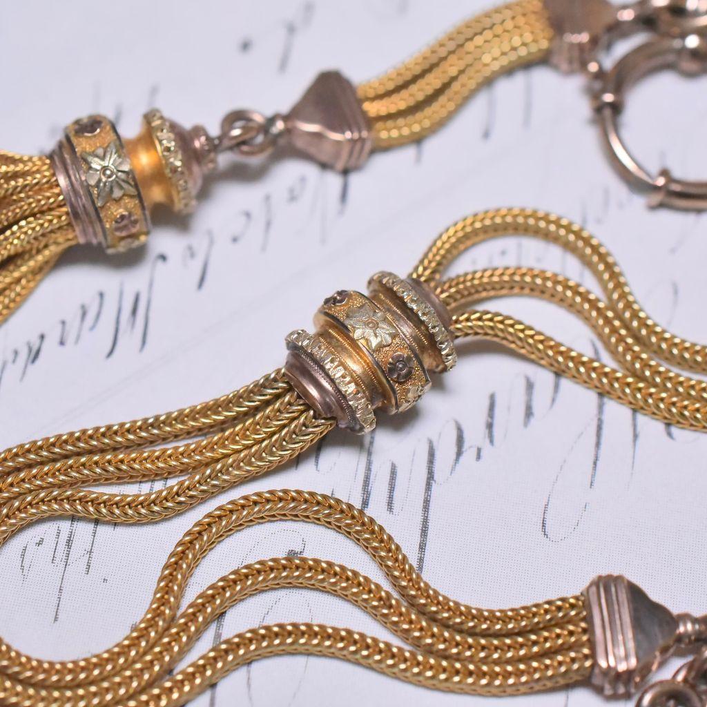 Victorian 15ct And 9ct Tri-Colour Ladies Albertina Fob Chain Circa 1860-80 3