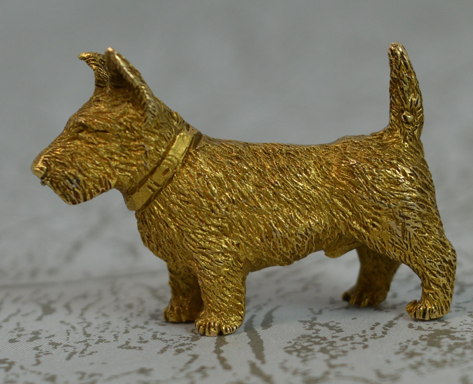 Victorian 15 Carat Gold Alabaster & Wilson Scottish Scottie Terrier Brooch 7