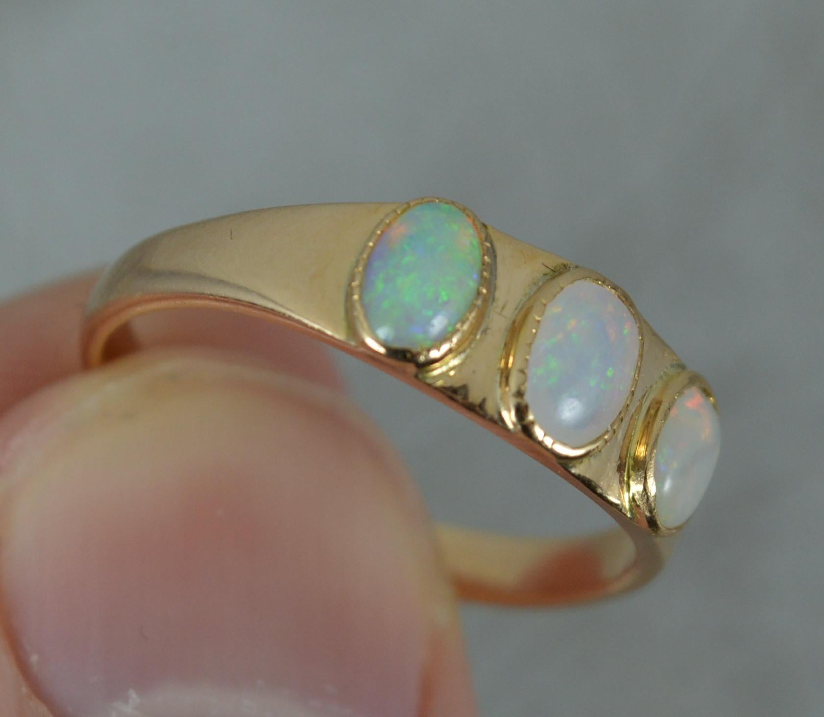 Victorian 15ct Gold and Natural Opal Trilogy Ring 4