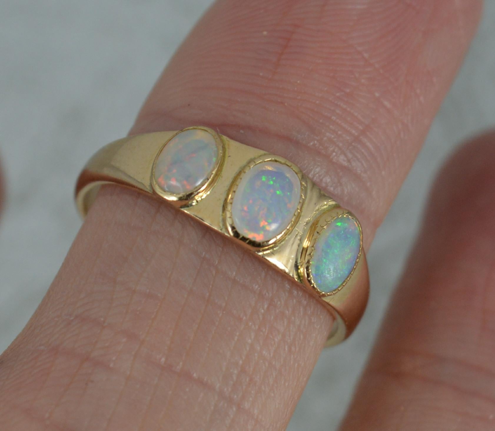 Victorian 15ct Gold and Natural Opal Trilogy Ring 5